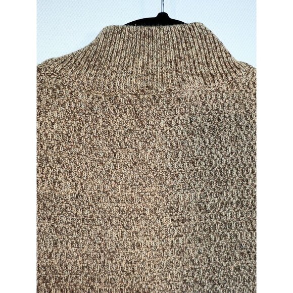 Chaps Mens Button Collar Sweater S Brown Elbow Patch 100% Cotton - Picture 12 of 13